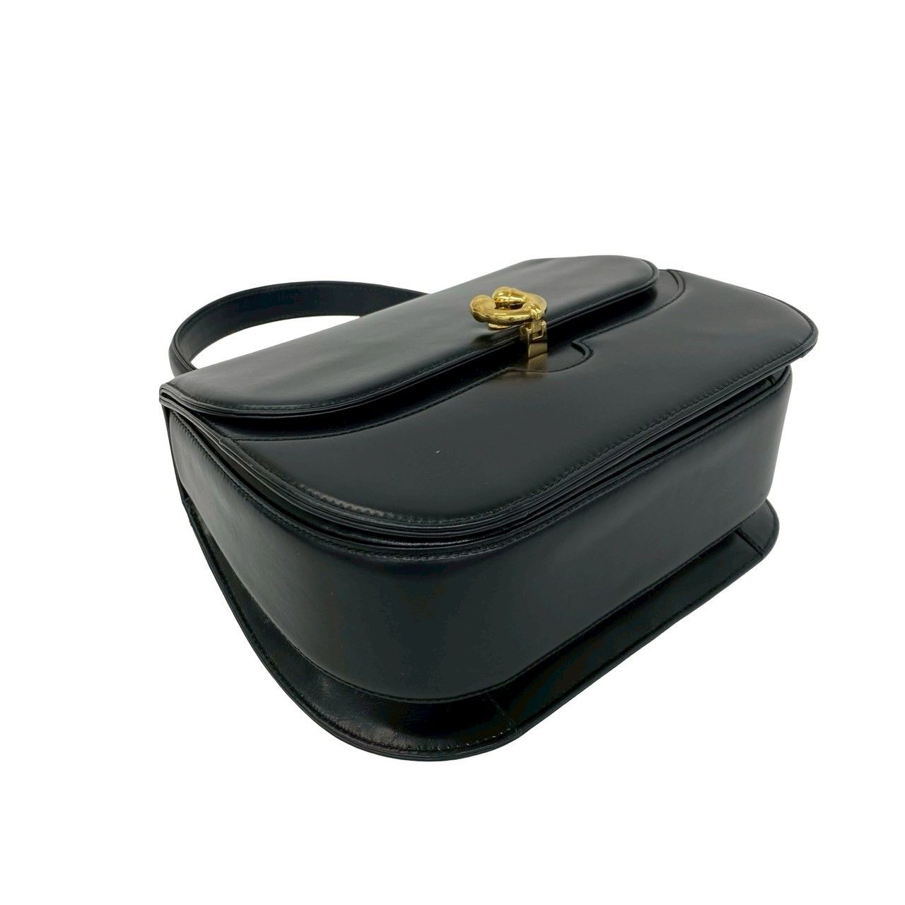 Gucci Vintage Horse Shoe Leather 2-Way Shoulder Bag Black — view 7