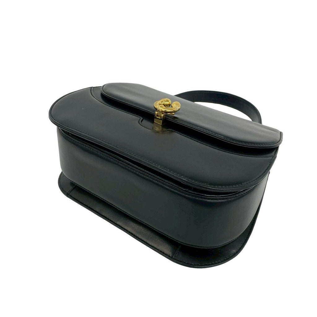 Gucci Vintage Horse Shoe Leather 2-Way Shoulder Bag Black — view 8