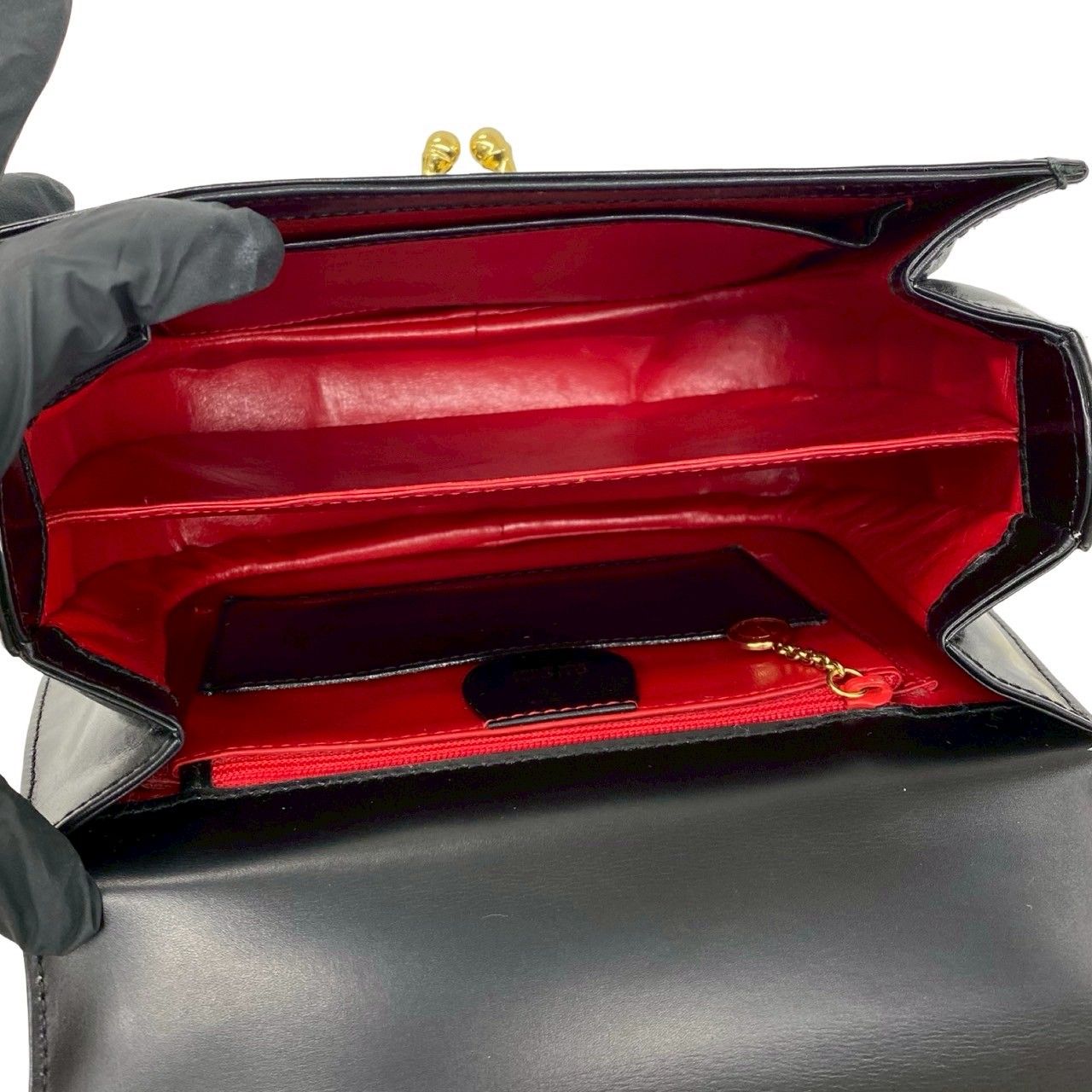 Gucci Vintage Horse Shoe Leather 2-Way Shoulder Bag Black — view 9