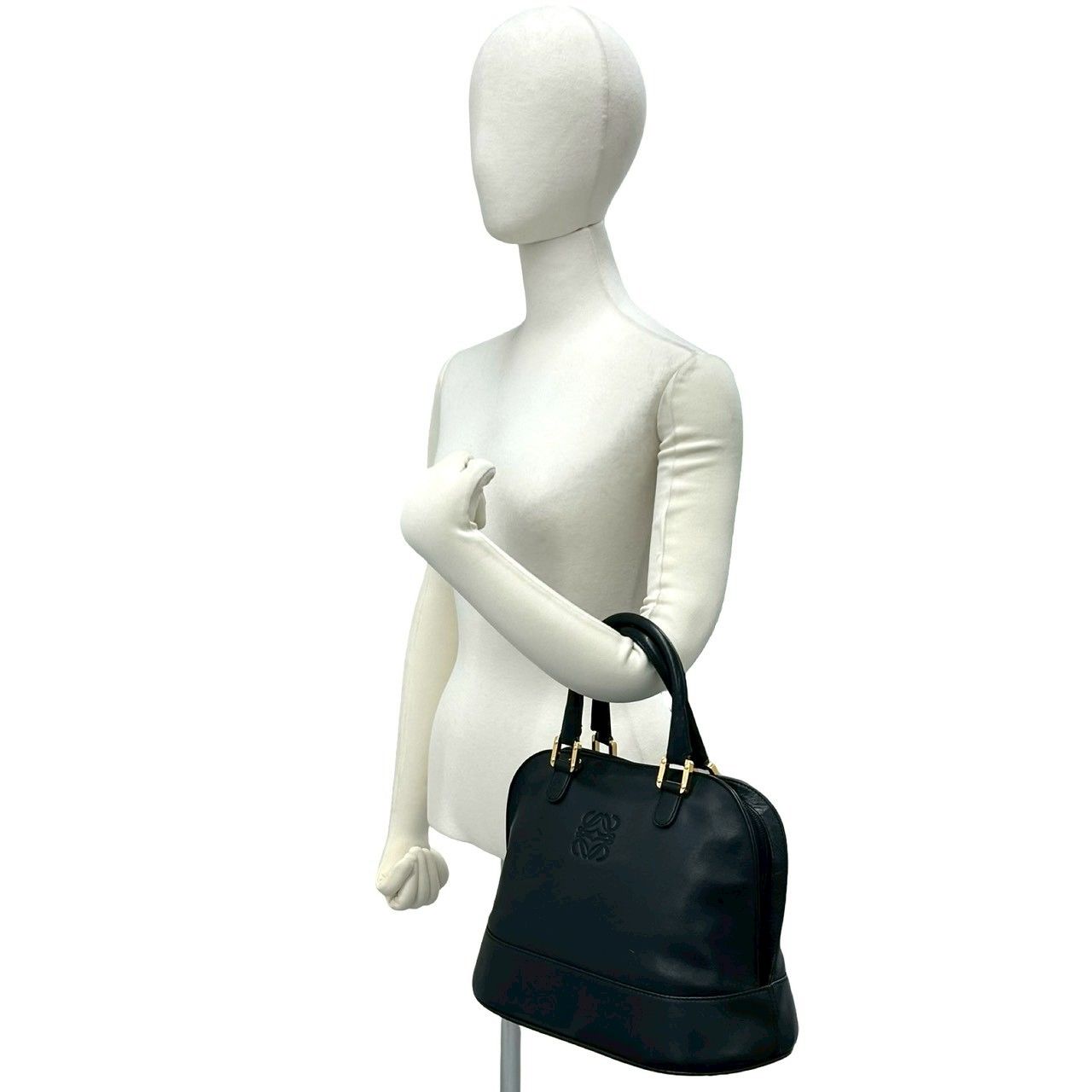 Loewe Vintage Anagram Logo Leather Mini Tote Boston Bag Black — view 2