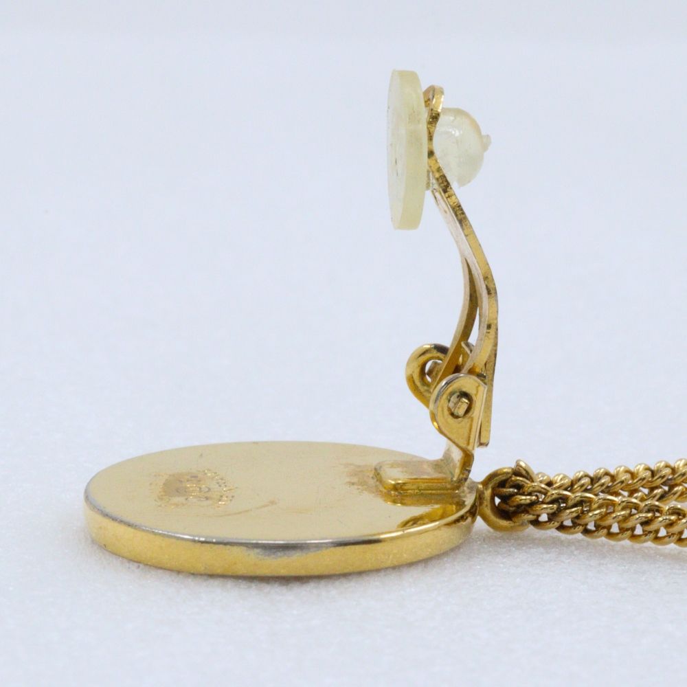 Chanel Bag Motif Quilted CC Logo Vintage Gold Plated 23 Earrings — view 7