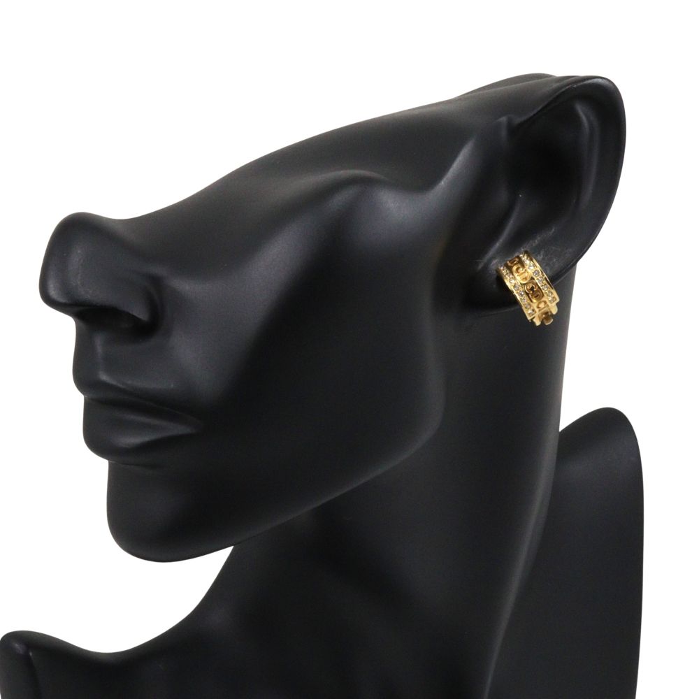 Dior CD Logo Gold Plated Rhinestone Earrings — view 2