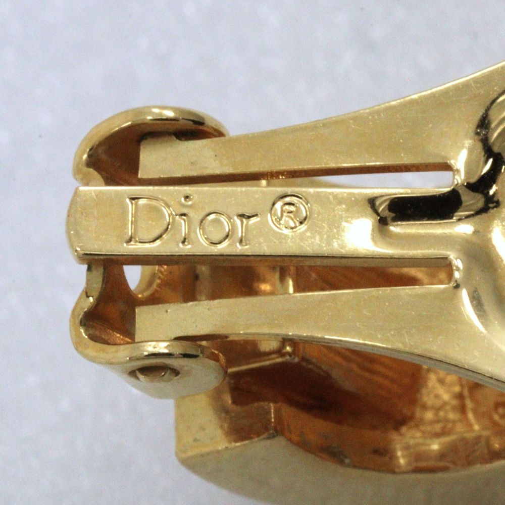 Dior CD Logo Gold Plated Rhinestone Earrings — view 8