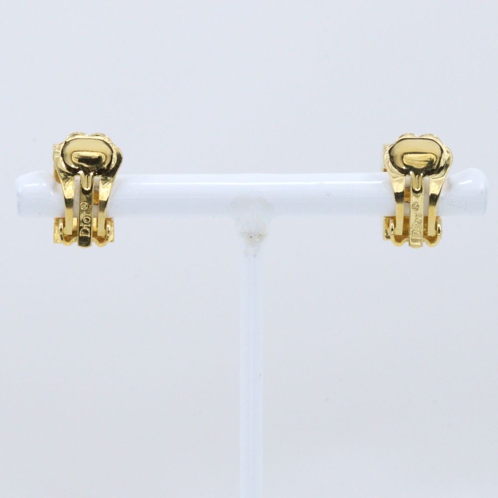 Dior CD Logo Gold Plated Rhinestone Earrings — view 3