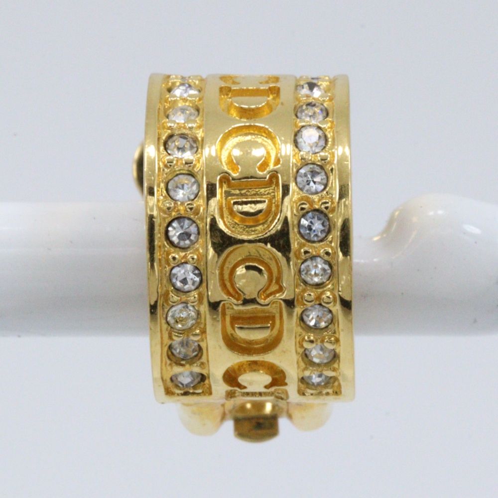 Dior CD Logo Gold Plated Rhinestone Earrings — view 7