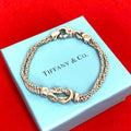Tiffany & Co Vintage Double Rope Knot Bracelet 925 Sterling Silver