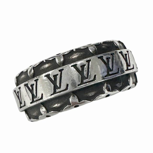 Louis Vuitton Ring LV Drift Logo S Silver Black
