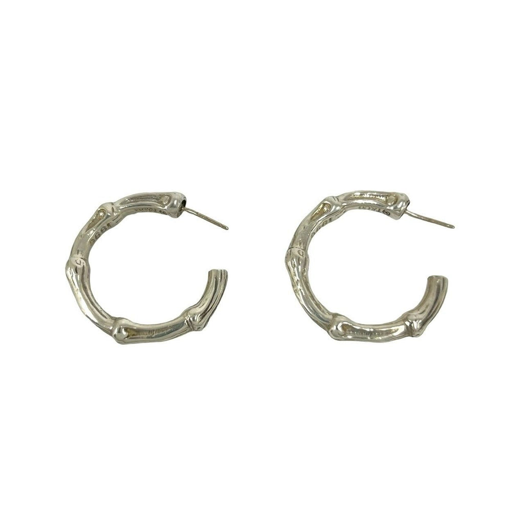 Tiffany & Co Vintage Bamboo Hoop Earrings 925 Sterling Silver — view 7