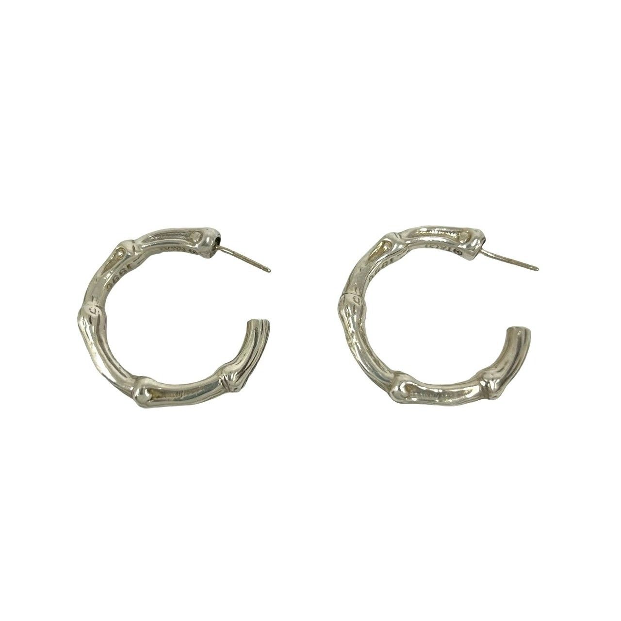 Tiffany & Co Vintage Bamboo Hoop Earrings 925 Sterling Silver — view 7