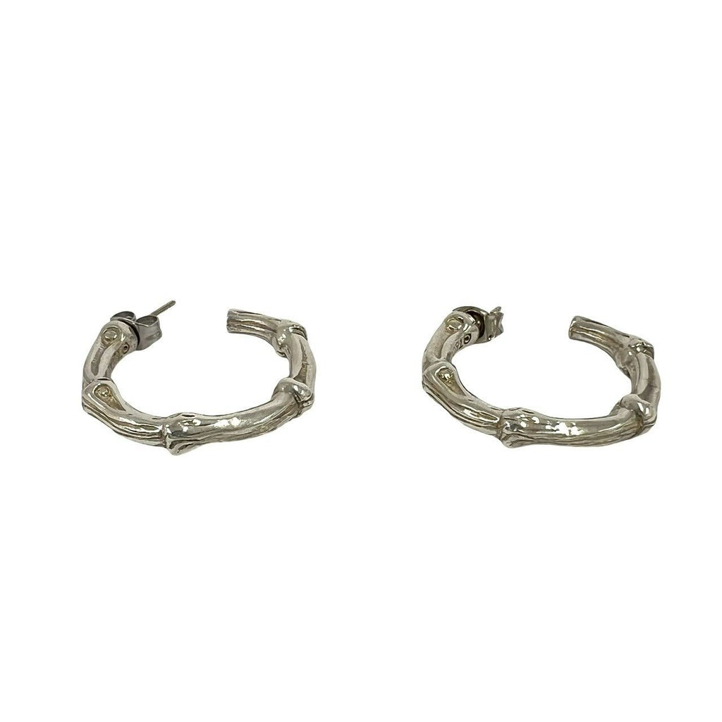 Tiffany & Co Vintage Bamboo Hoop Earrings 925 Sterling Silver — view 5