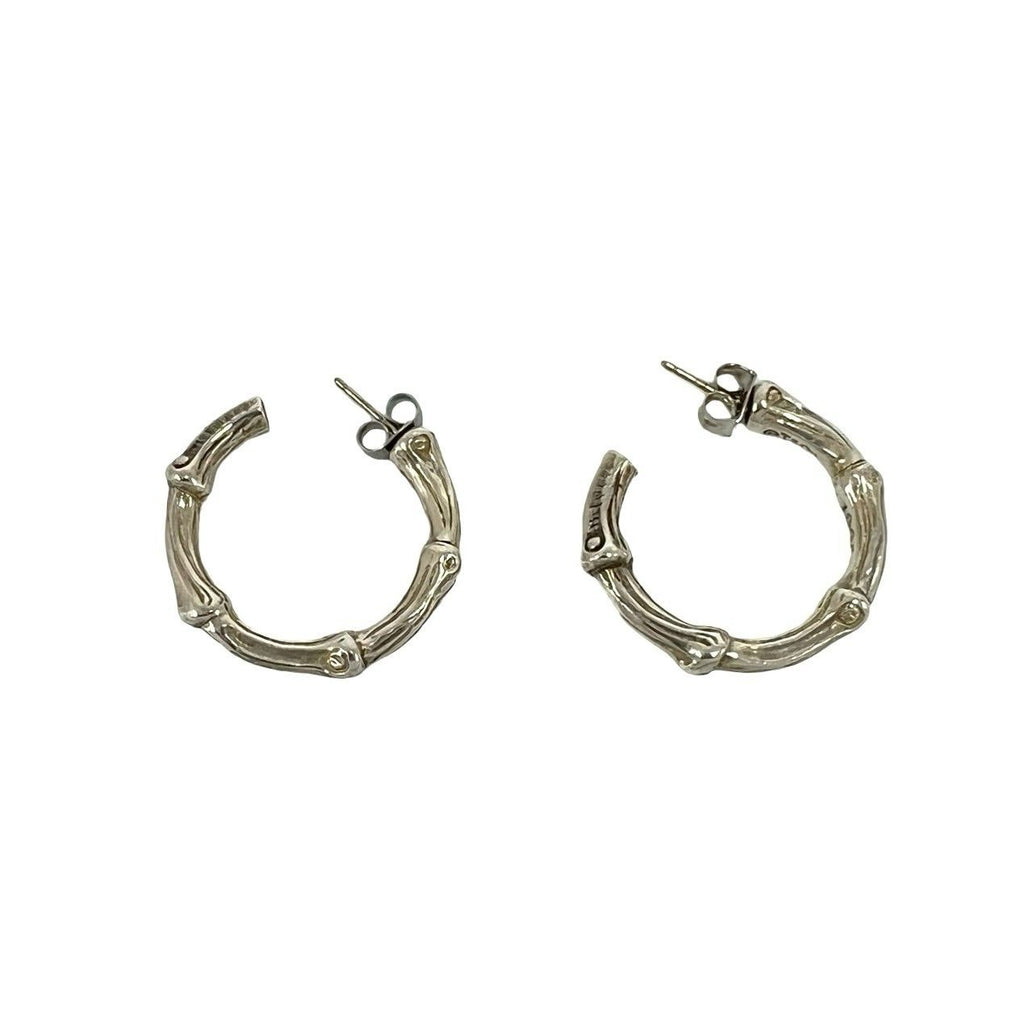 Tiffany & Co Vintage Bamboo Hoop Earrings 925 Sterling Silver — view 6