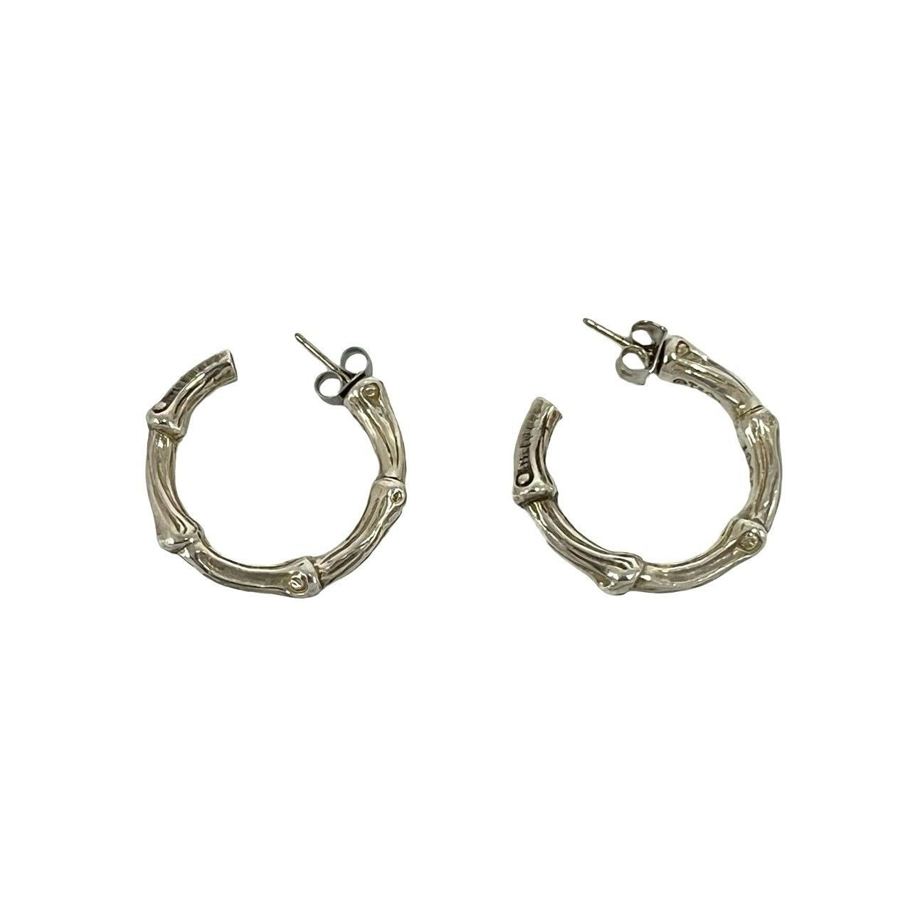 Tiffany & Co Vintage Bamboo Hoop Earrings 925 Sterling Silver — view 6