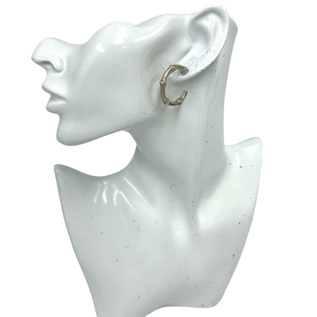 Tiffany & Co Vintage Bamboo Hoop Earrings 925 Sterling Silver — view 2