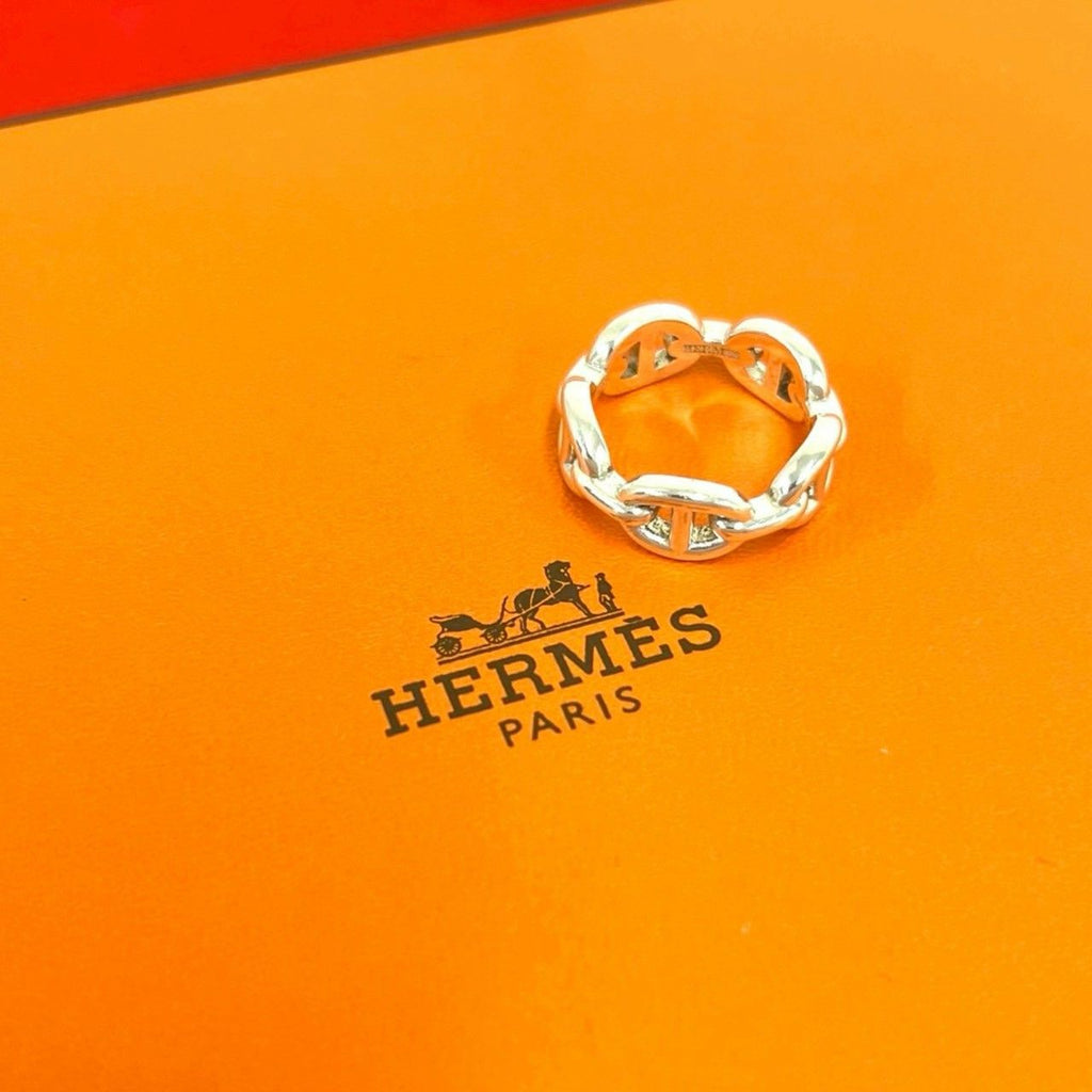 Hermes Chaine D'ancre Ring 925 Sterling Silver