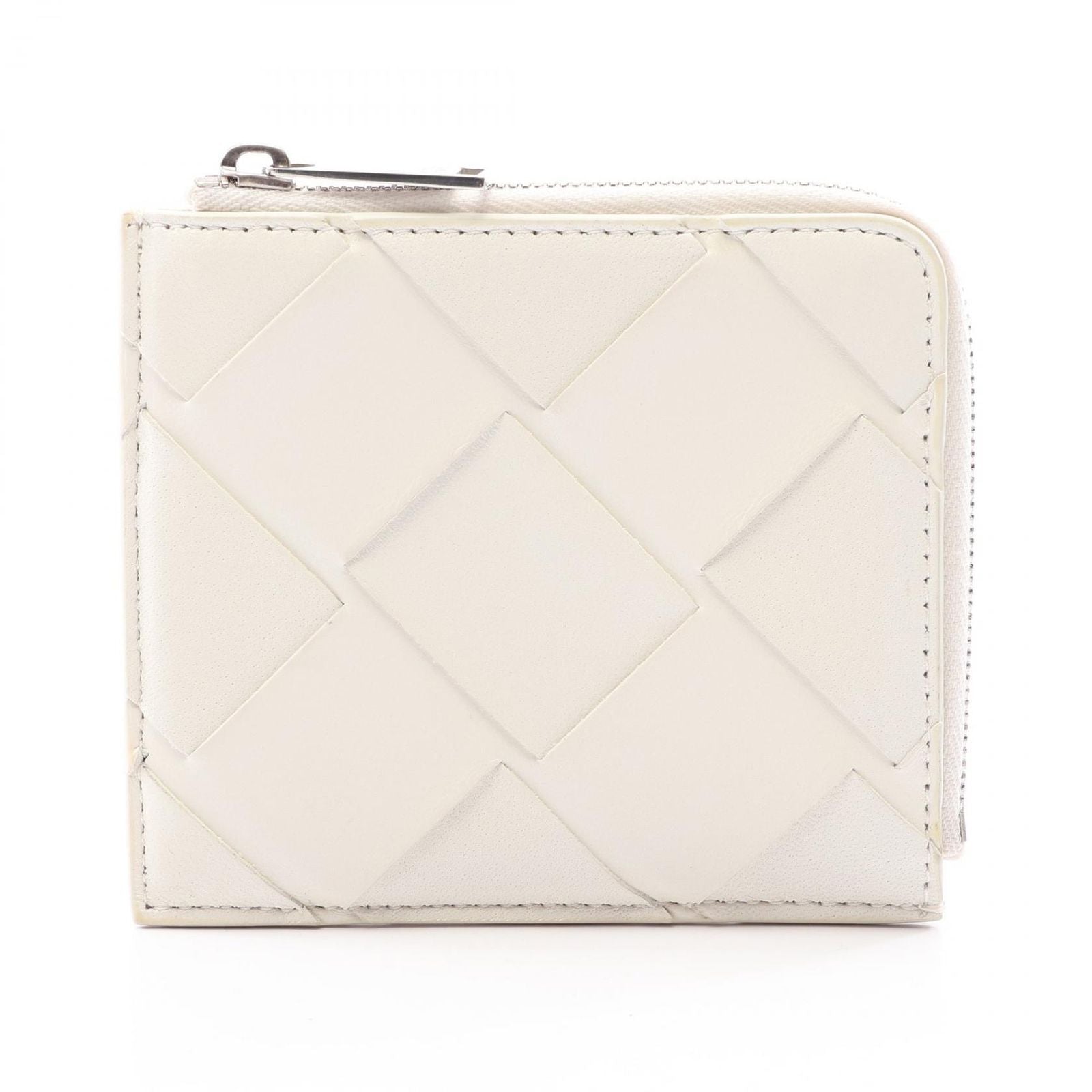 Bottega Veneta Coin Case Maxi Intrecciato White Leather