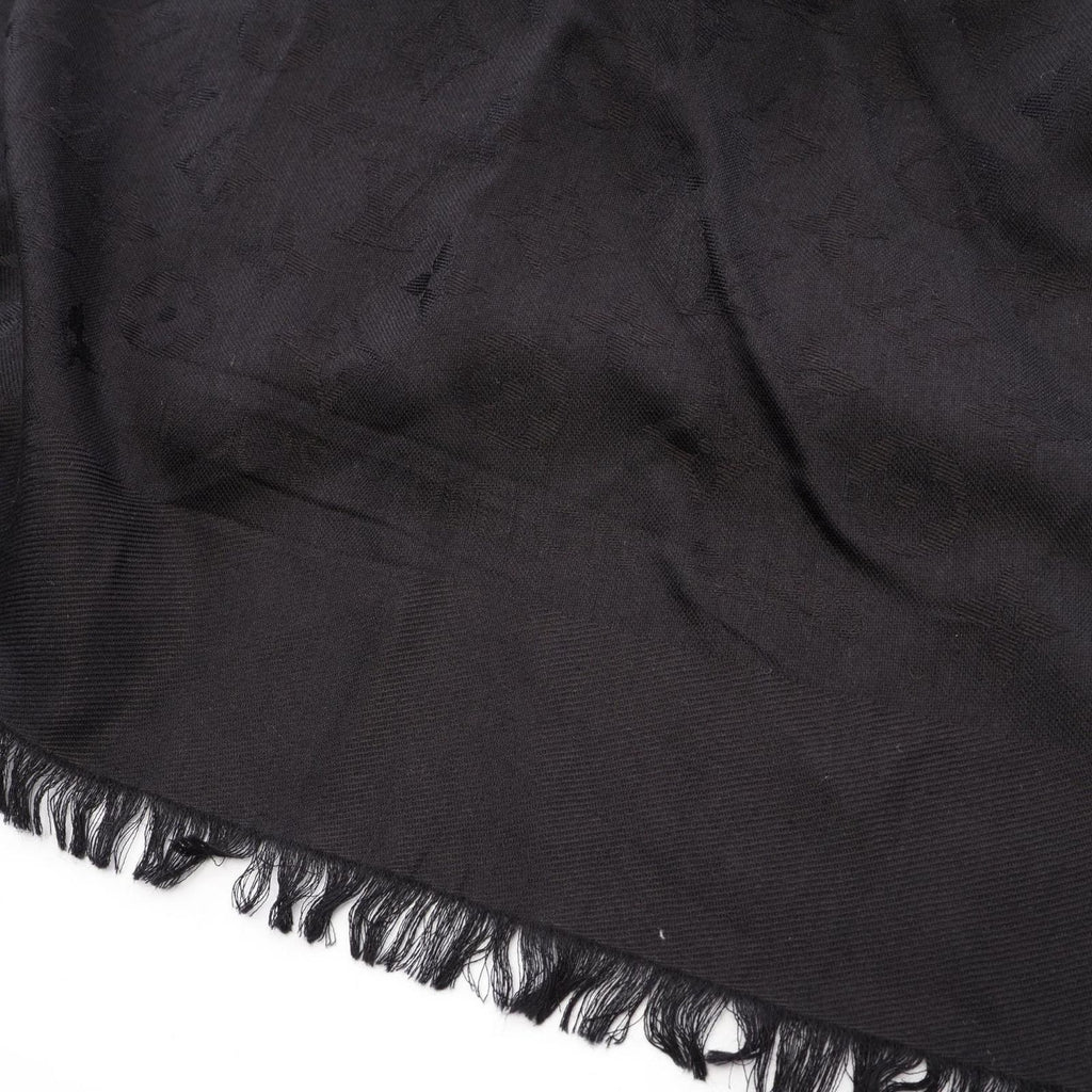 Louis Vuitton Shawl Monogram Black Silk Wool Scarf — view 4