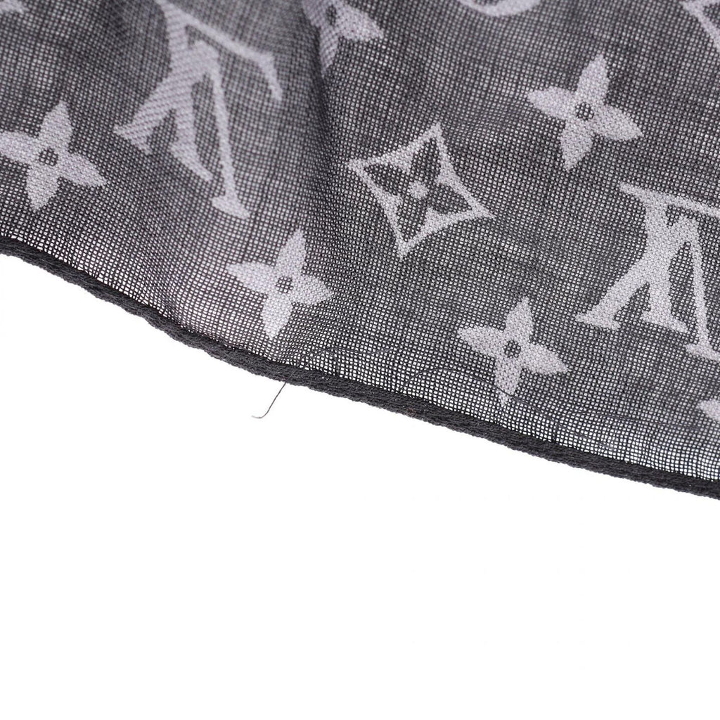 Louis Vuitton Shawl Monogram Split Black Silk Scarf — view 6