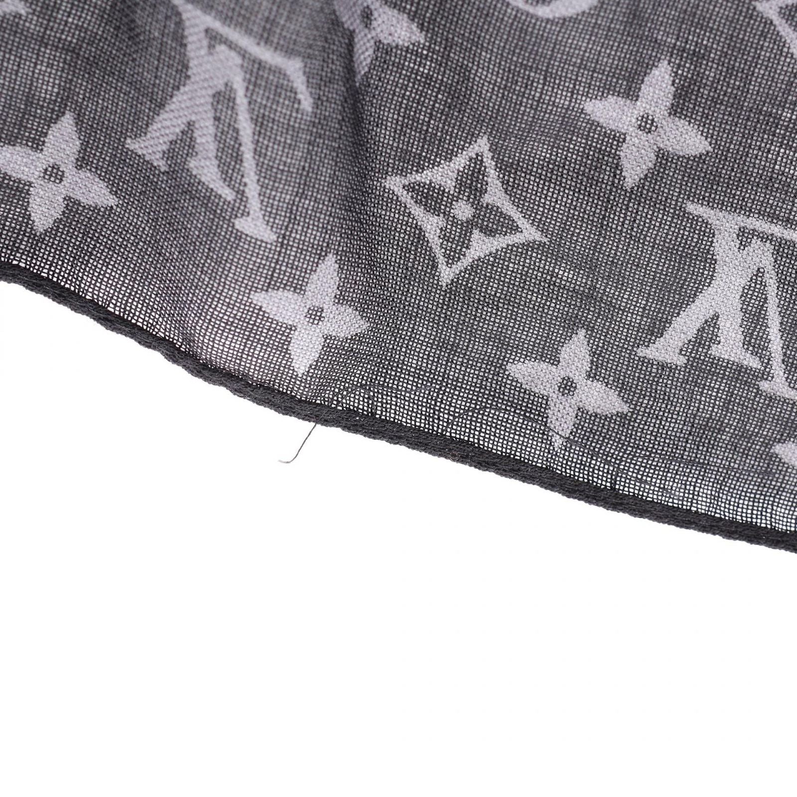 Louis Vuitton Shawl Monogram Split Black Silk Scarf — view 6