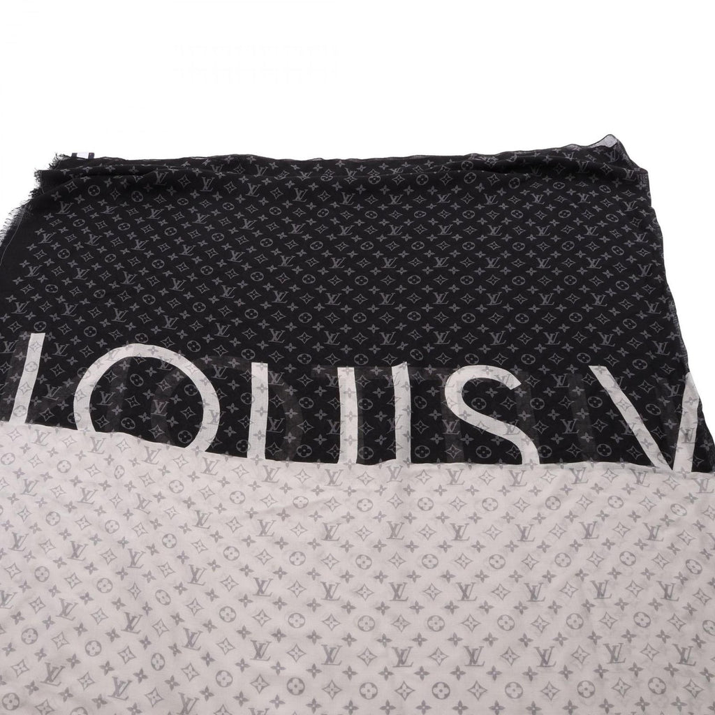 Louis Vuitton Shawl Monogram Split Black Silk Scarf — view 2
