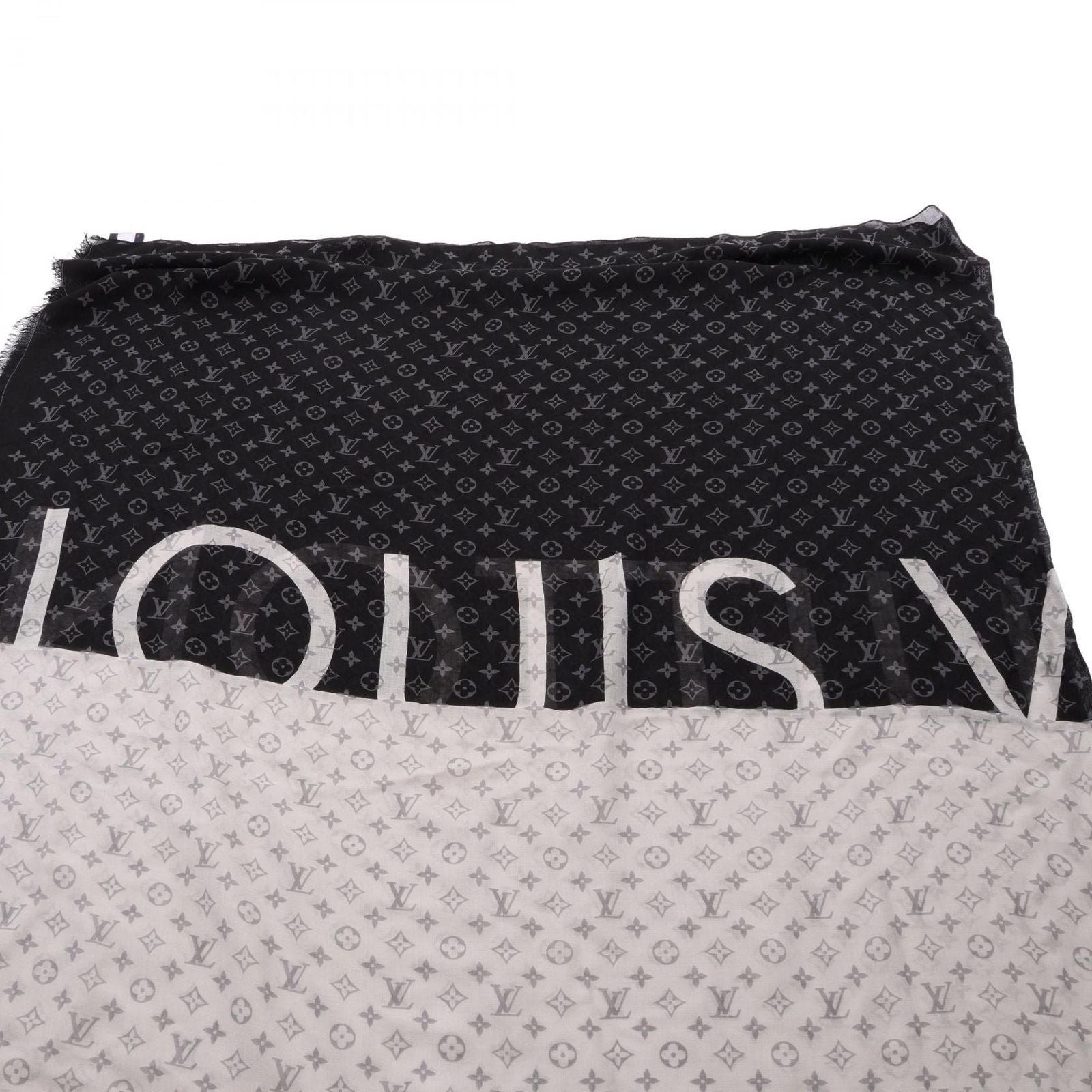 Louis Vuitton Shawl Monogram Split Black Silk Scarf — view 2