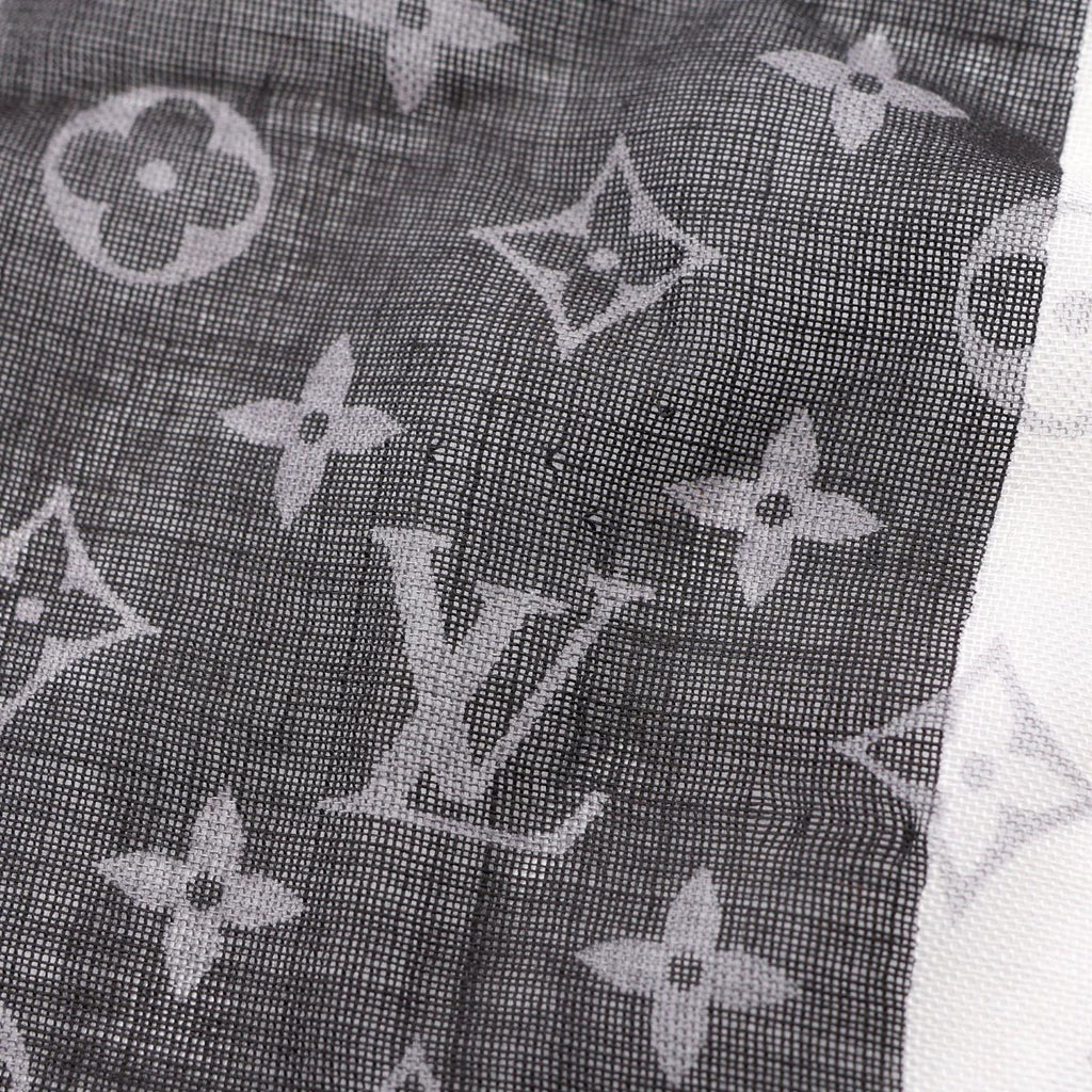 Louis Vuitton Shawl Monogram Split Black Silk Scarf — view 7