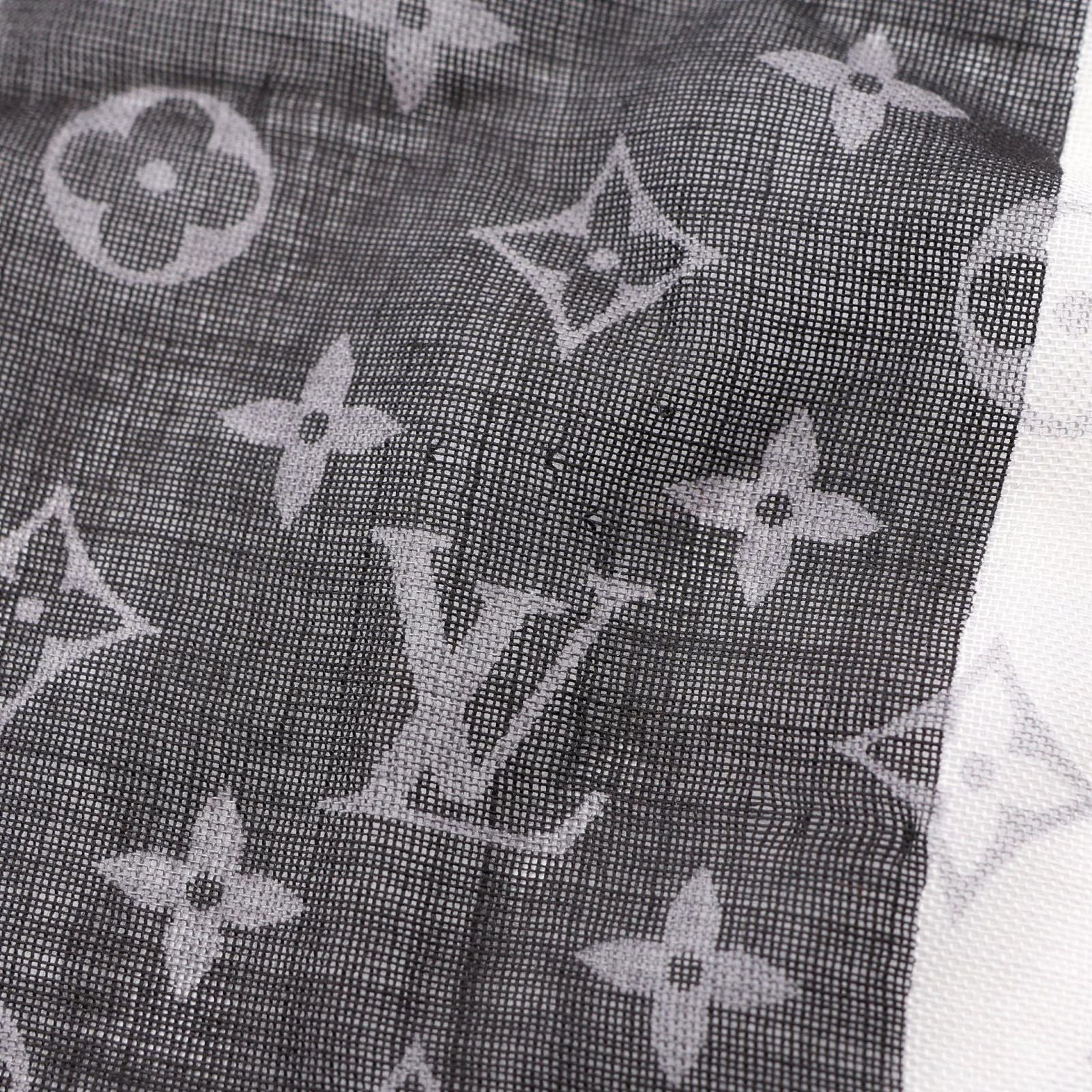 Louis Vuitton Shawl Monogram Split Black Silk Scarf — view 7