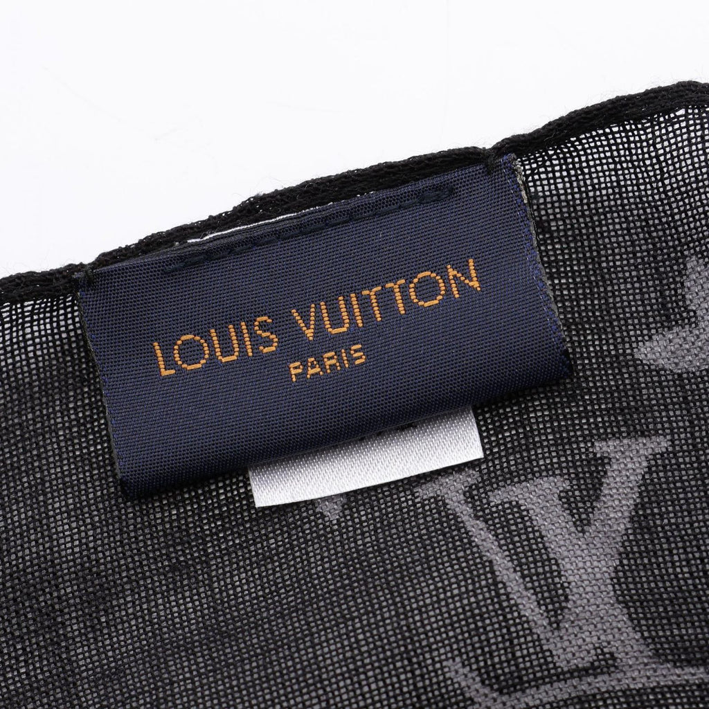 Louis Vuitton Shawl Monogram Split Black Silk Scarf — view 4