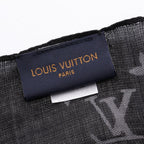 Louis Vuitton Shawl Monogram Split Black Silk Scarf — view 4