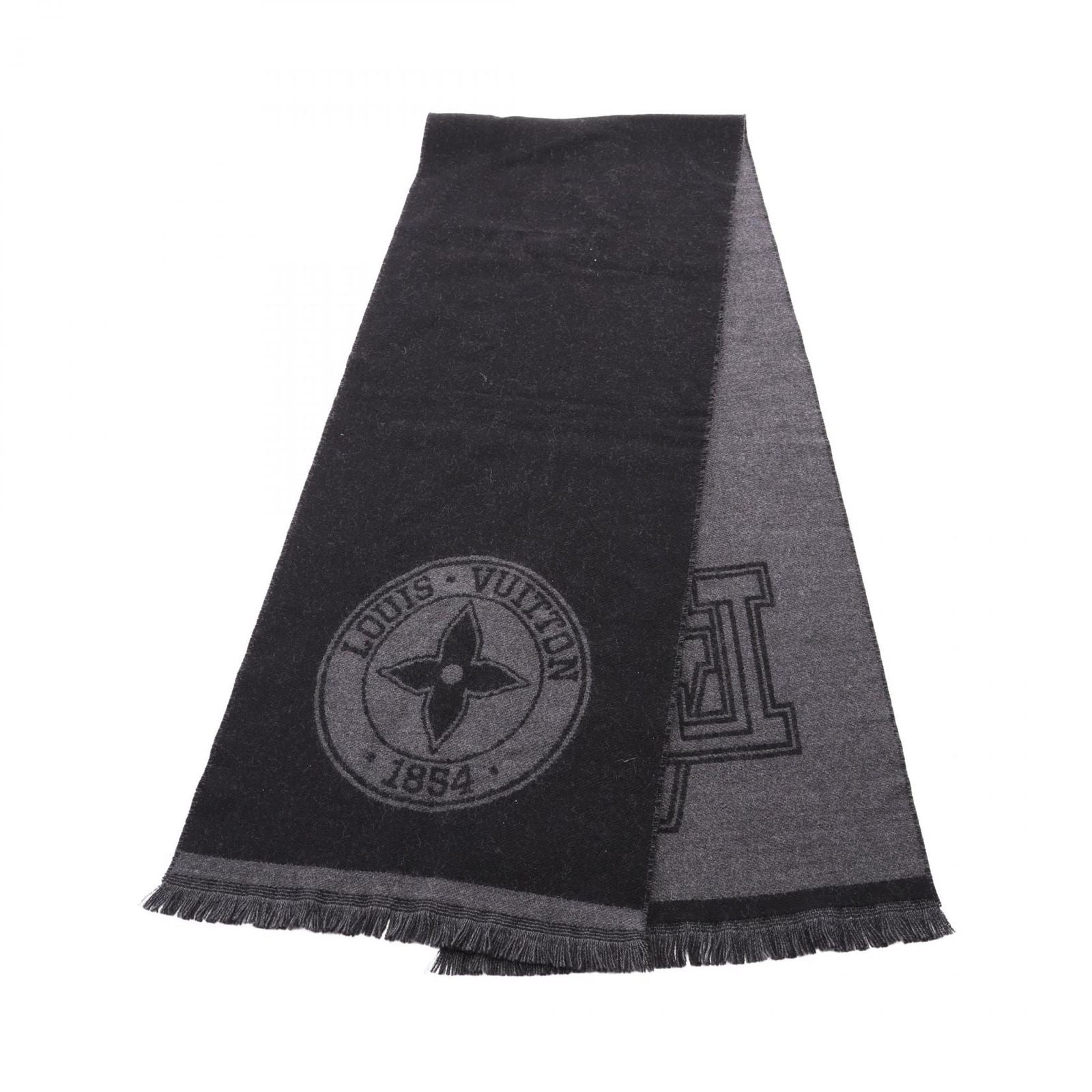Louis Vuitton Scarf Echarpe Carre LV League Black Wool — view 2