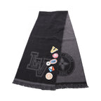 Louis Vuitton Scarf Echarpe Carre LV League Black Wool