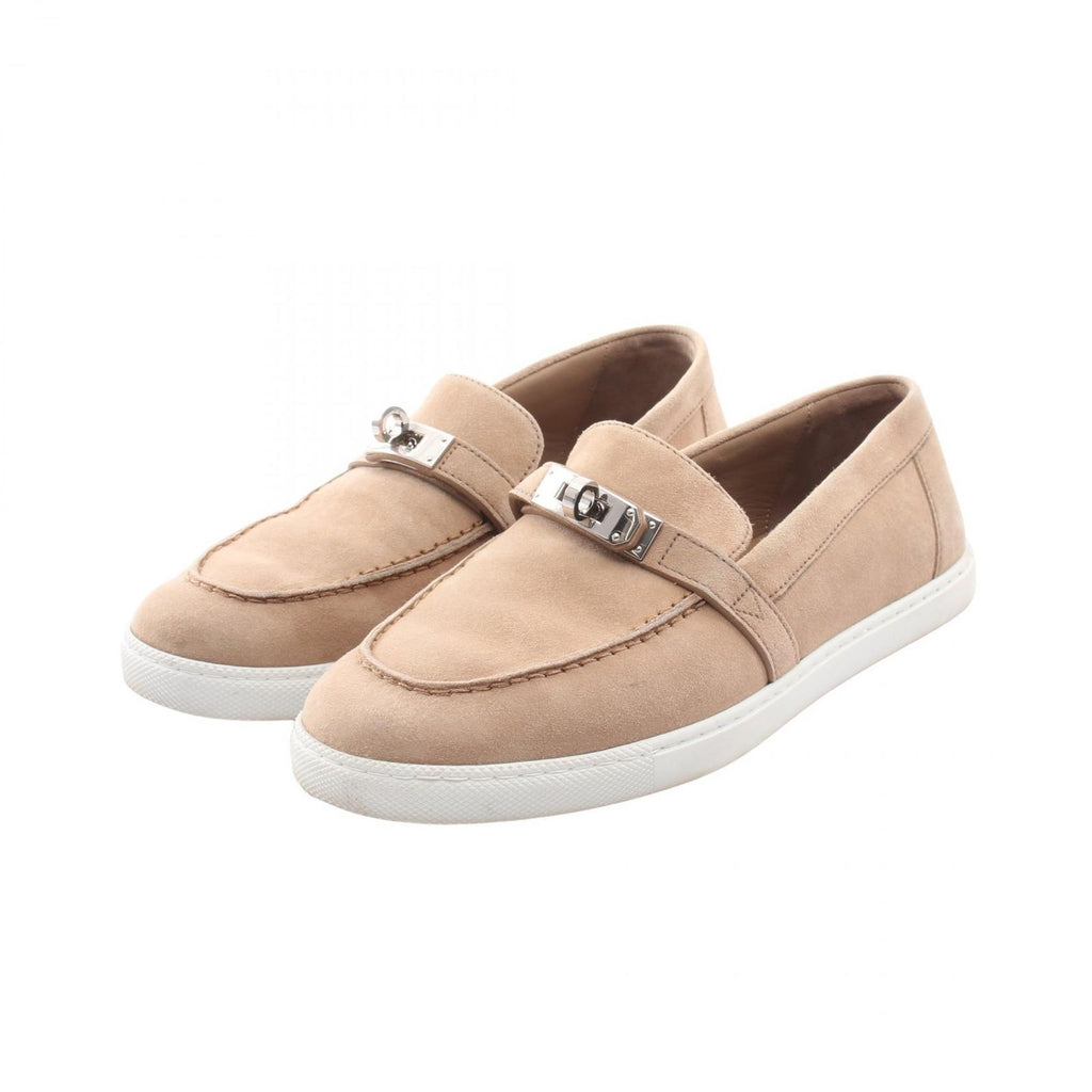 Hermes Moccasin Icon Kelly Buckle Brown Suede Sneakers