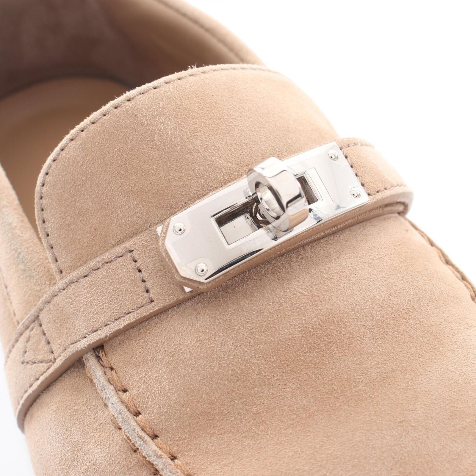 Hermes Moccasin Icon Kelly Buckle Brown Suede Sneakers — view 9
