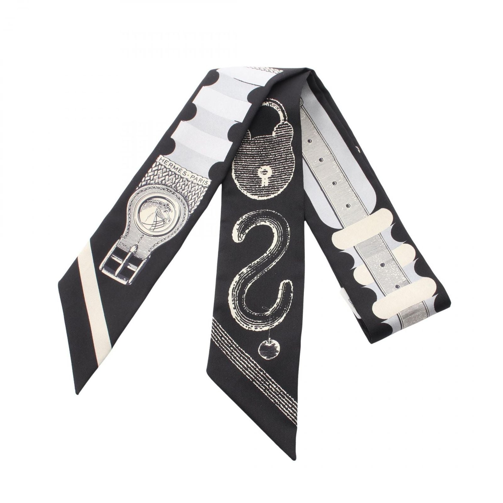 Hermes Scarf Twill Inventaire Poetique de Brides a Bloc Ribbon Silk