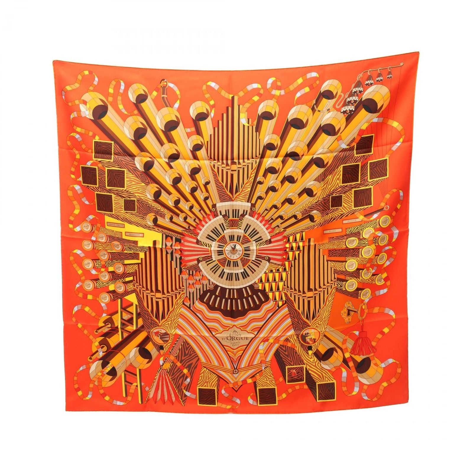 Hermes Scarf Carre 90 Point D' Orgue Silk