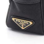 Prada Shoulder Bag Tessuto Soft Calf Black Canvas Leather Logo — view 5