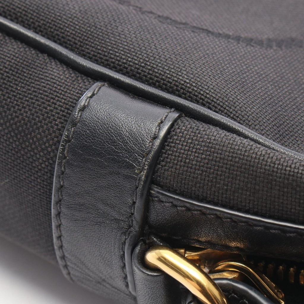 Prada Shoulder Bag Tessuto Soft Calf Black Canvas Leather Logo — view 8