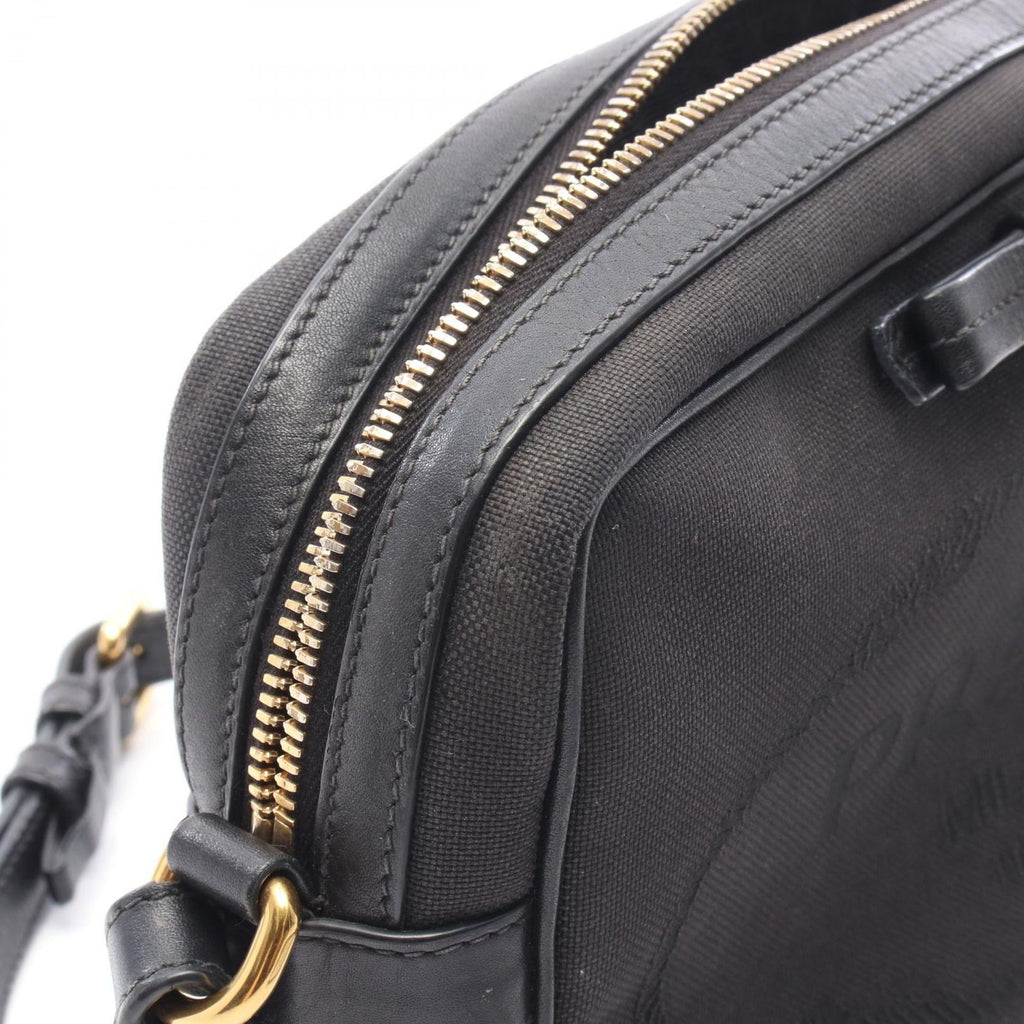 Prada Shoulder Bag Tessuto Soft Calf Black Canvas Leather Logo — view 9