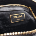 Prada Shoulder Bag Tessuto Soft Calf Black Canvas Leather Logo — view 4