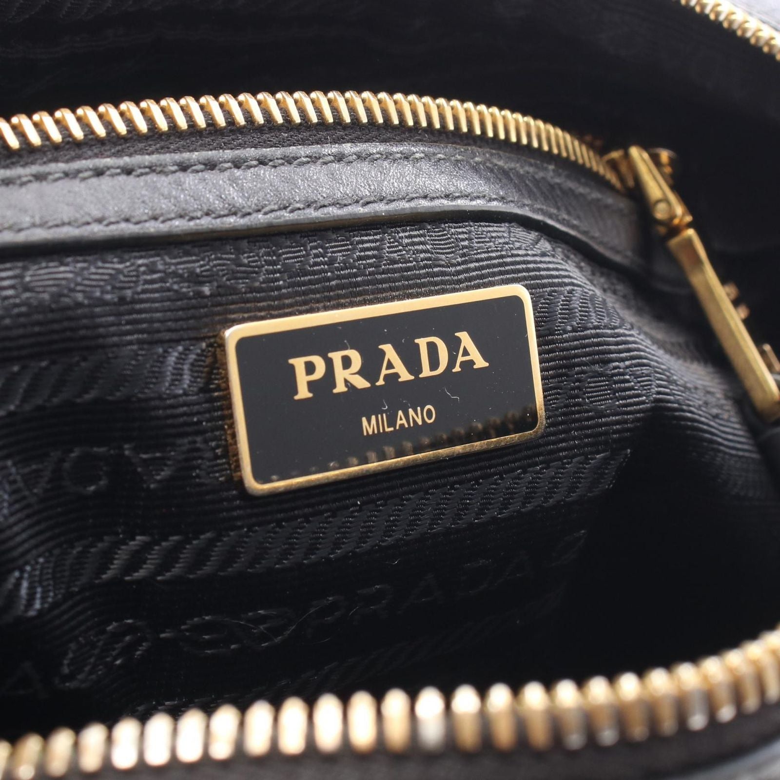 Prada Shoulder Bag Tessuto Soft Calf Black Canvas Leather Logo — view 4