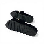 Louis Vuitton Paseoline Monogram Sandals Shoes Shearling Black White Mules — view 6
