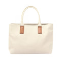 Bottega Veneta Tote Marco Polo Intreccio Jet Ivory Canvas Leather