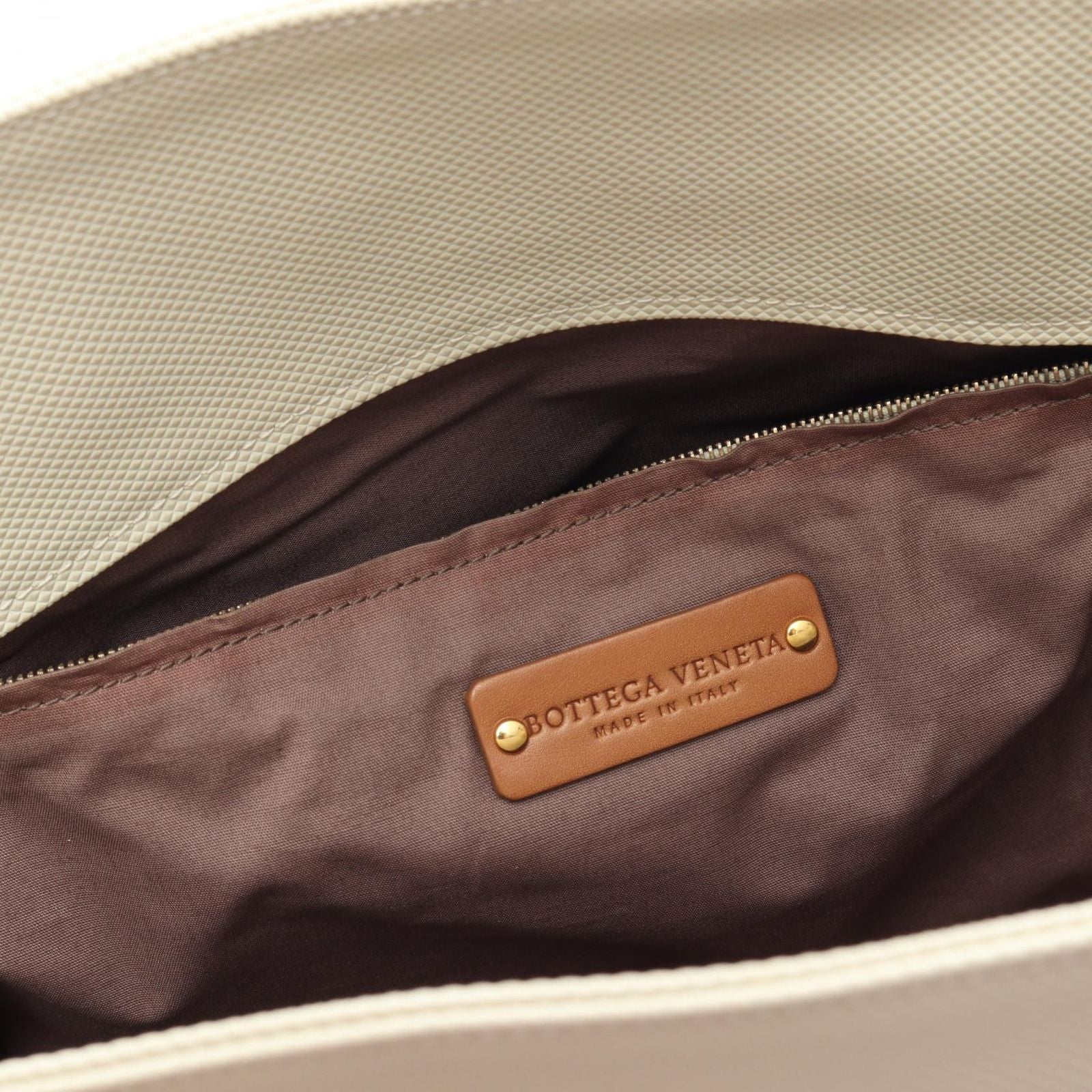 Bottega Veneta Tote Marco Polo Intreccio Jet Ivory Canvas Leather — view 5