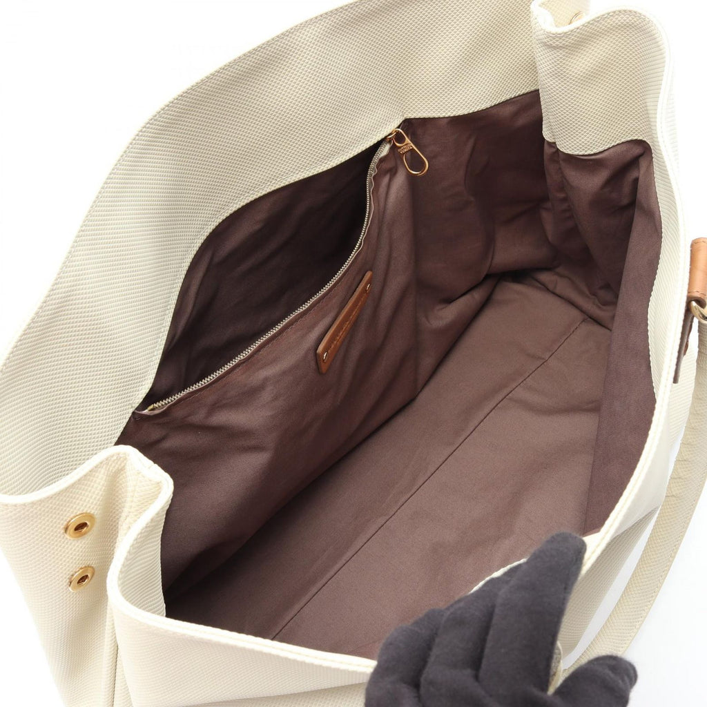 Bottega Veneta Tote Marco Polo Intreccio Jet Ivory Canvas Leather — view 3