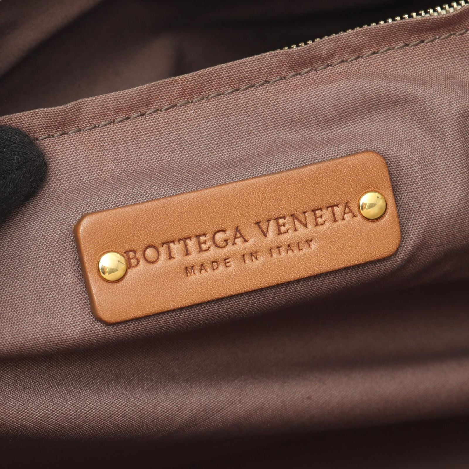 Bottega Veneta Tote Marco Polo Intreccio Jet Ivory Canvas Leather — view 4