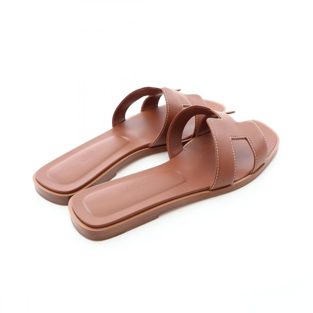 Hermes Mules Oran Gold Calf Sandals — view 2