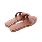 Hermes Mules Oran Gold Calf Sandals — view 2