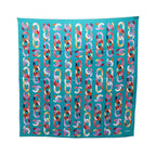 Chanel Scarf CC Logo Chain Pattern Green Silk