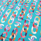 Chanel Scarf CC Logo Chain Pattern Green Silk — view 4