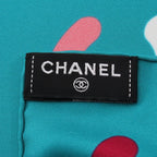 Chanel Scarf CC Logo Chain Pattern Green Silk — view 2