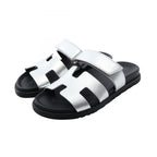 Hermes Sandals Chypre Silver Leather